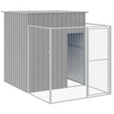 Dog House With Run Galvanised Steel