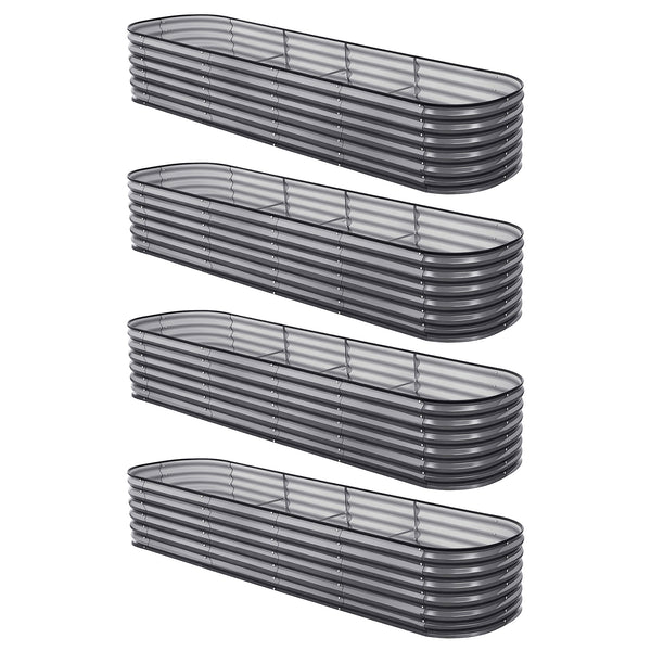 Green Fingers Raised Garden Bed Kit 320x80x56cm - Galvanised Steel Veggie Planter Boxes (4 Pack Bulk Pack)
