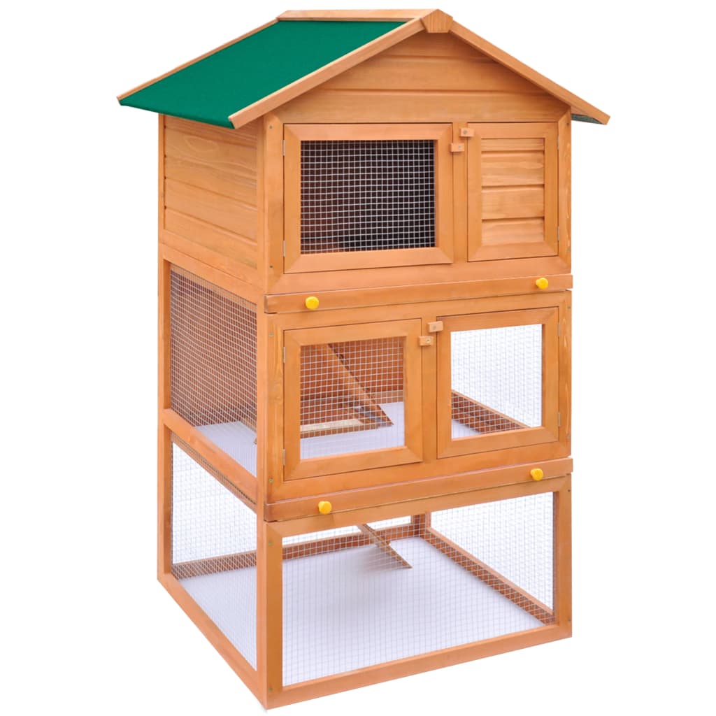 Vertical Rabbit House Deluxe 3-Tier Outdoor Rabbit Hutch – 160 cm Vertical Pine Wood Habitat