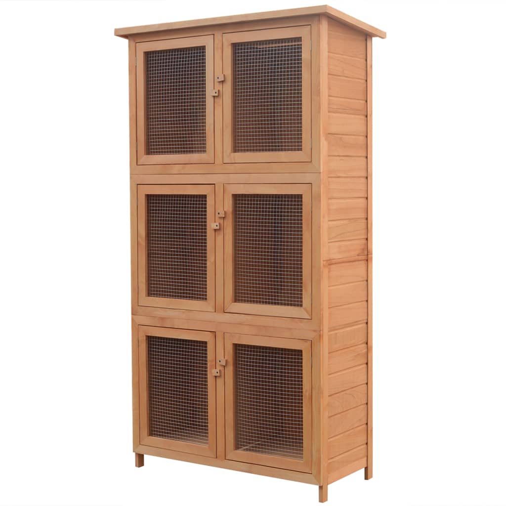 Deluxe 6-Room Multi-Level Rabbit Hutch – 180 cm Vertical Fir Wood Anim