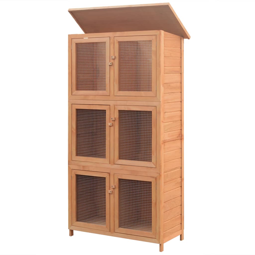 Deluxe 6-Room Multi-Level Rabbit Hutch – 180 cm Vertical Fir Wood Anim