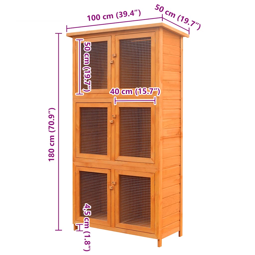 Vertical Rabbit House Deluxe 6-Room Multi-Level Rabbit Hutch – 180 cm Vertical Fir Wood Anim