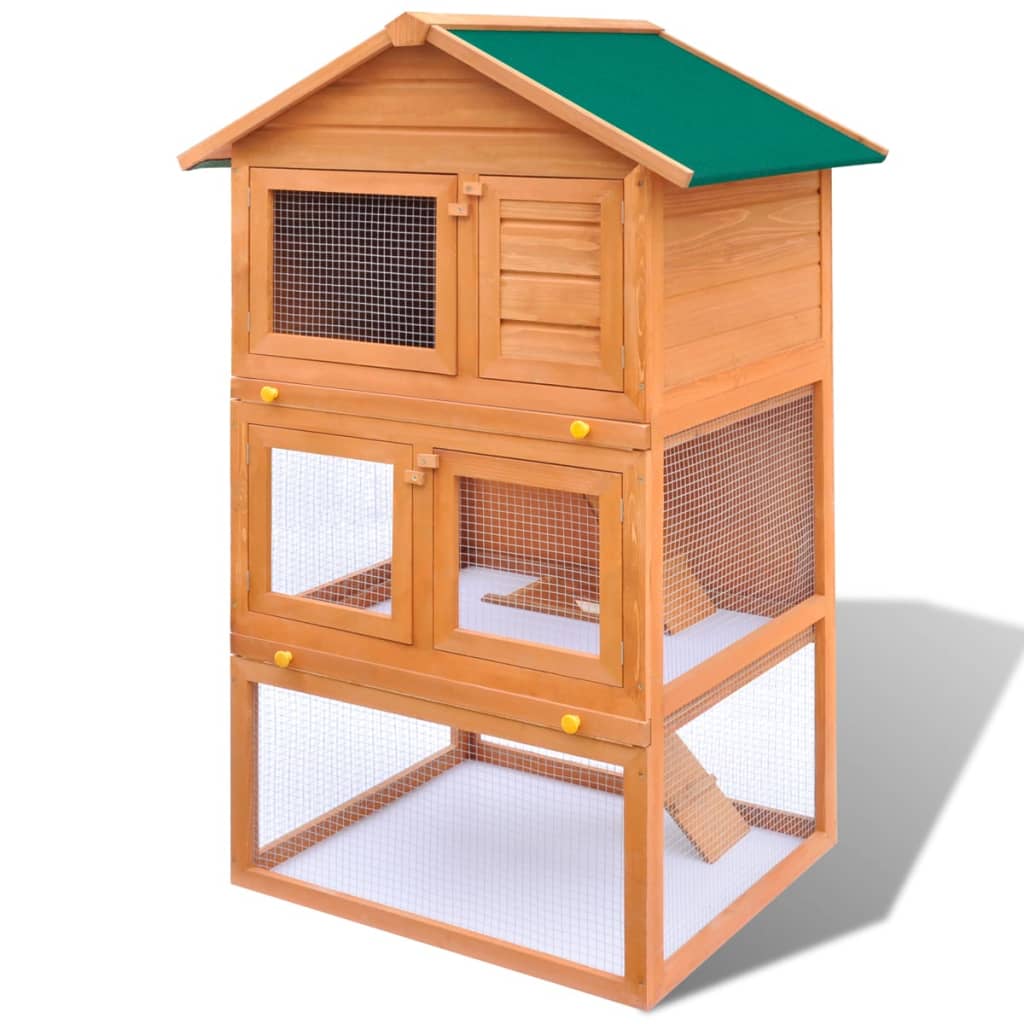 Deluxe 3-Tier Outdoor Rabbit Hutch – 160 cm Vertical Wooden Animal Hab
