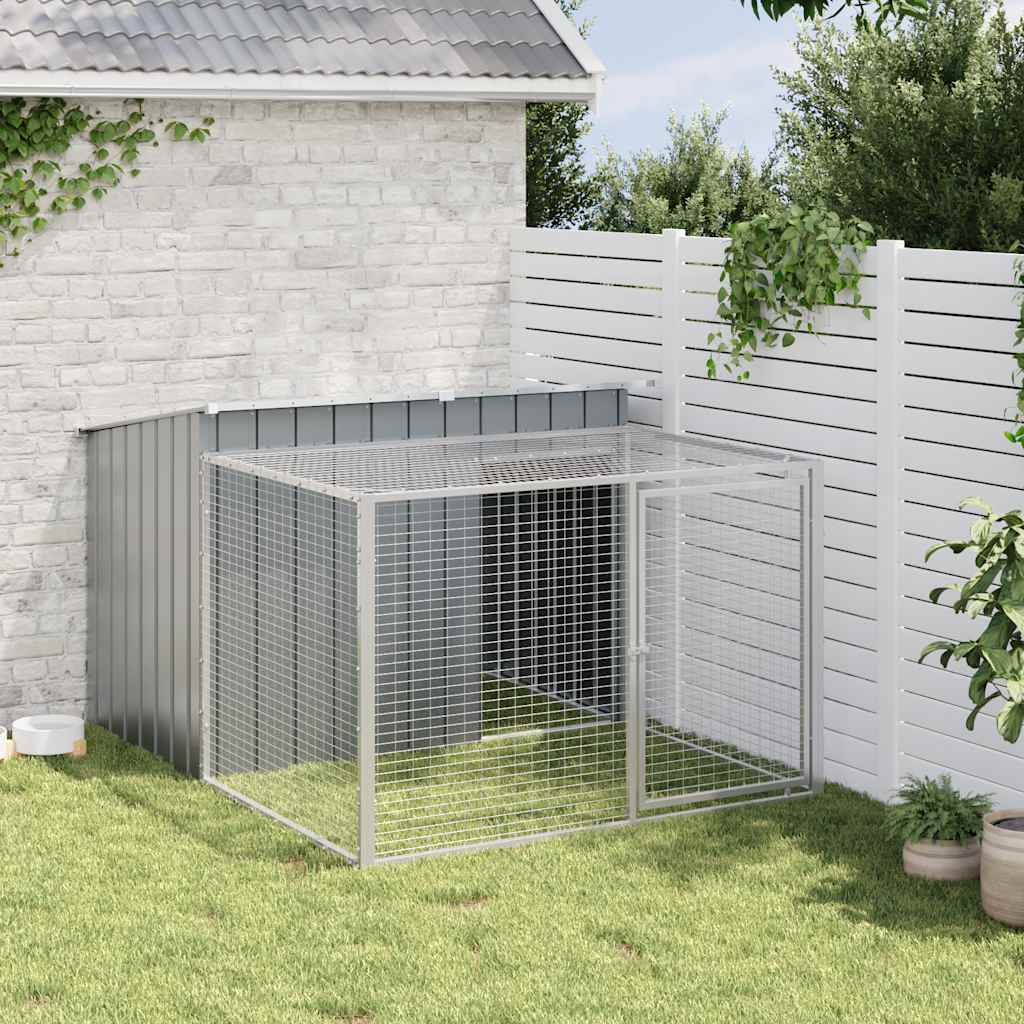 Galvanised Steel Dog House with Extended Run - 153 x 194 x 110 cm - An