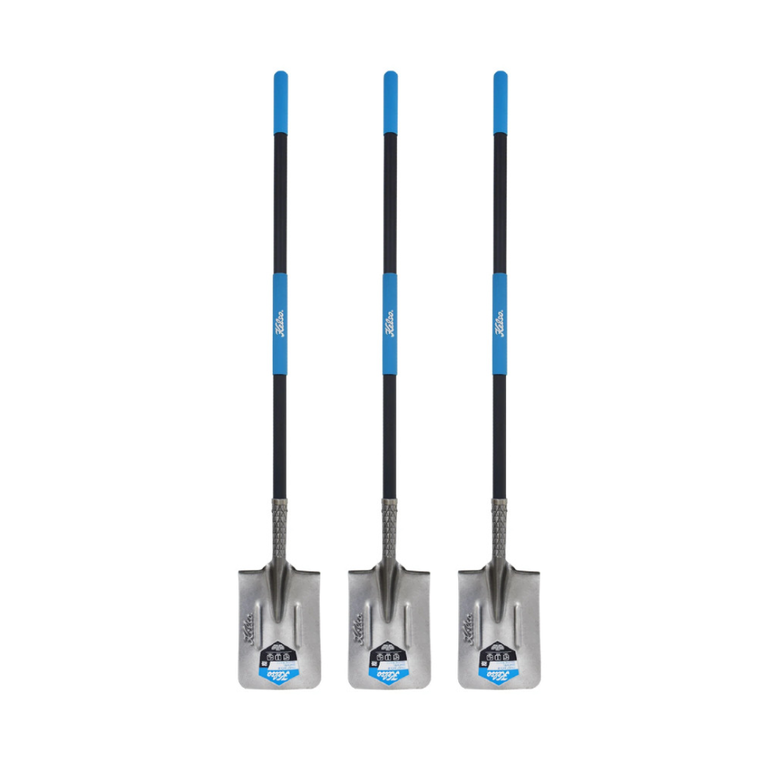 3 x Kelso - Post Hole Shovel – Round Mouth – Reinforced Steel Core Fib
