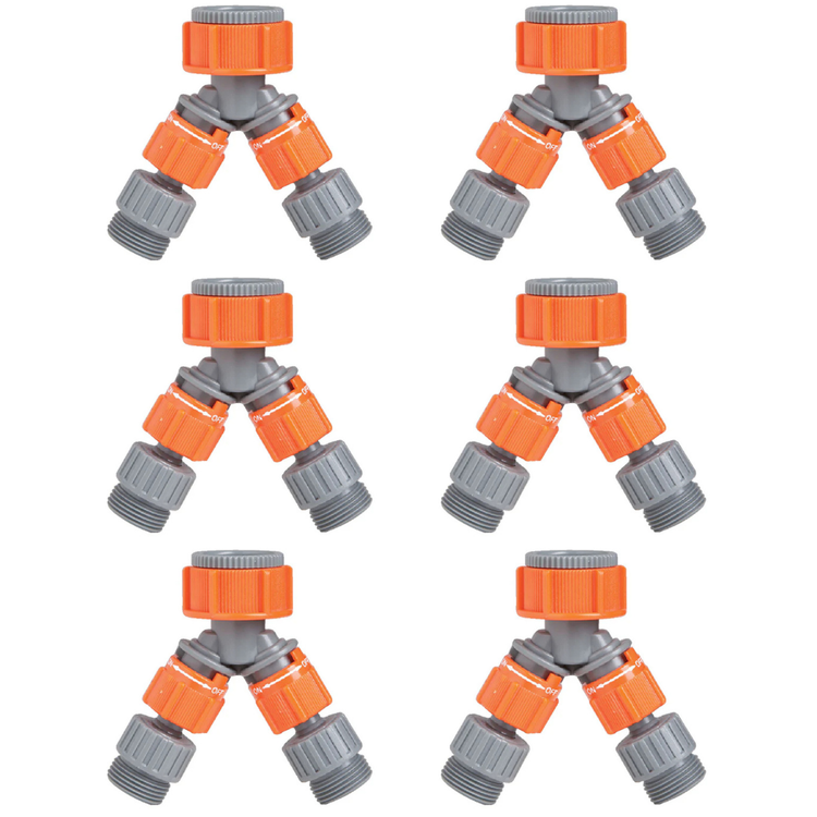 6 x Pope - 2 Way Plastic Swivel Tap – Universal Dual-Outlet Water Dist