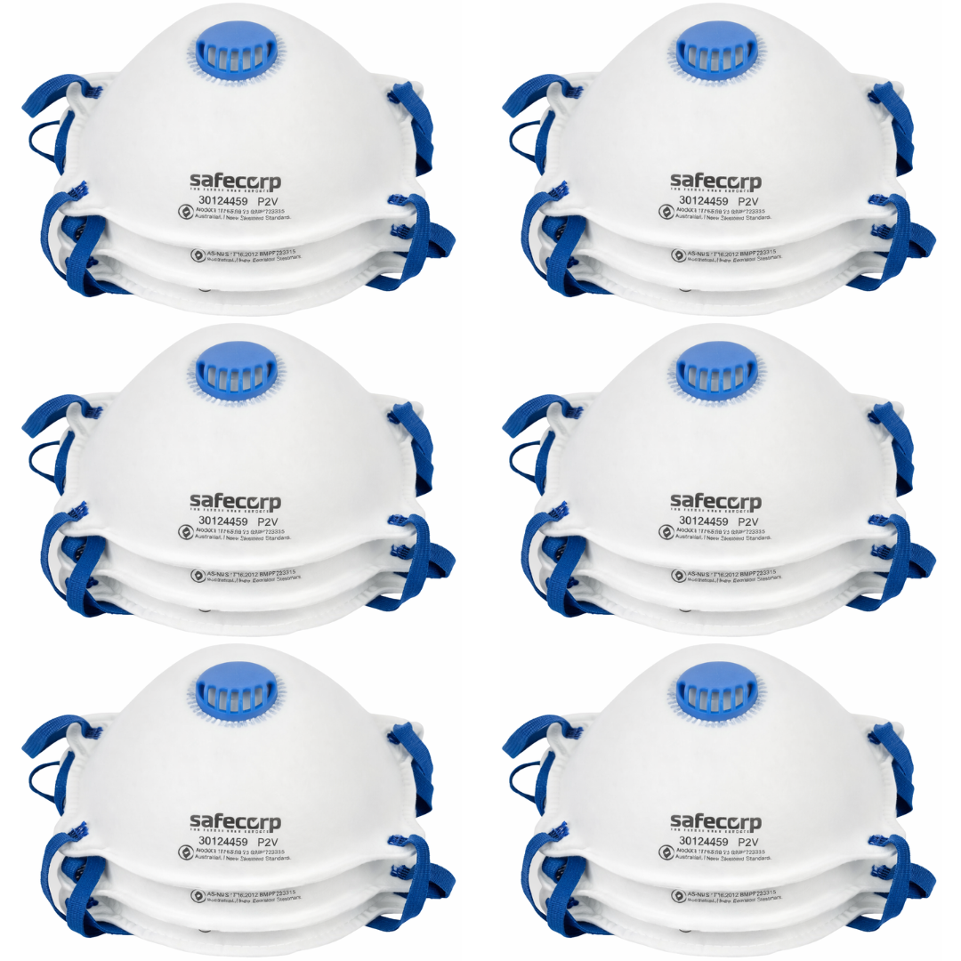 6 x Safecorp P2 Valved Respirator Masks - 3 Pack Professional Grade Pr