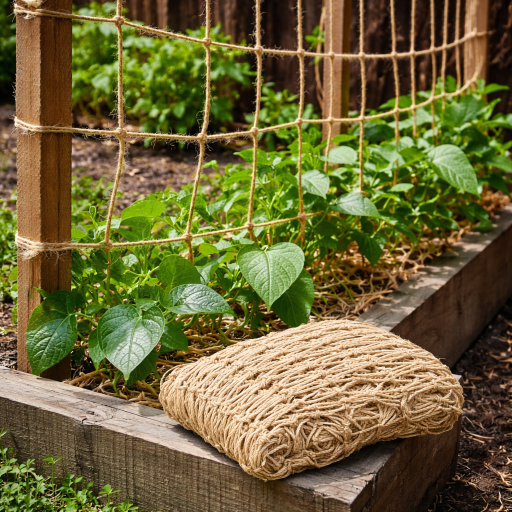 Jute Pea & Bean Netting - 1.8M x 2.7M - Heavy-Duty Compostable Trellis