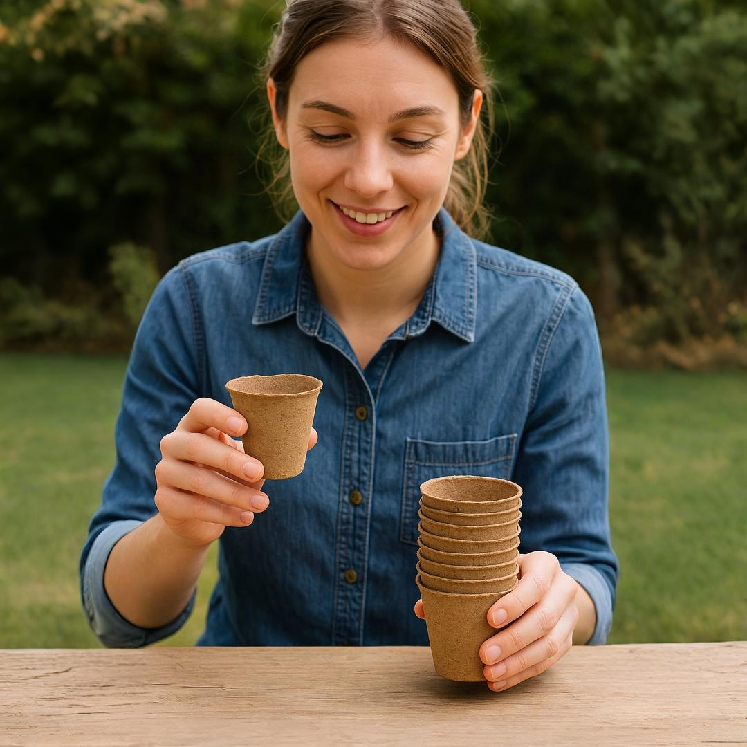 Ryset Large Bio Pots – Pack of 12– 100% Biodegradable Wood Fibre Pots