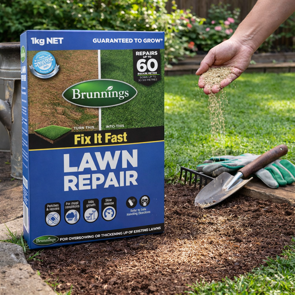 6 x Brunnings Lawn Repair 1kg – Fast-Acting Turf Restoration Formula