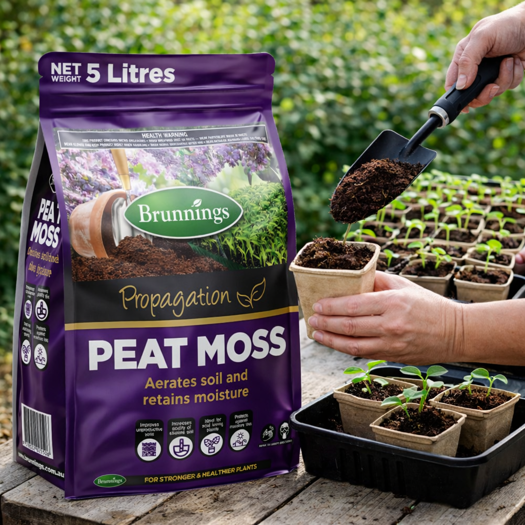 6 x Brunnings Peat Moss 5L - Professional High-Absorbency Organic Soil