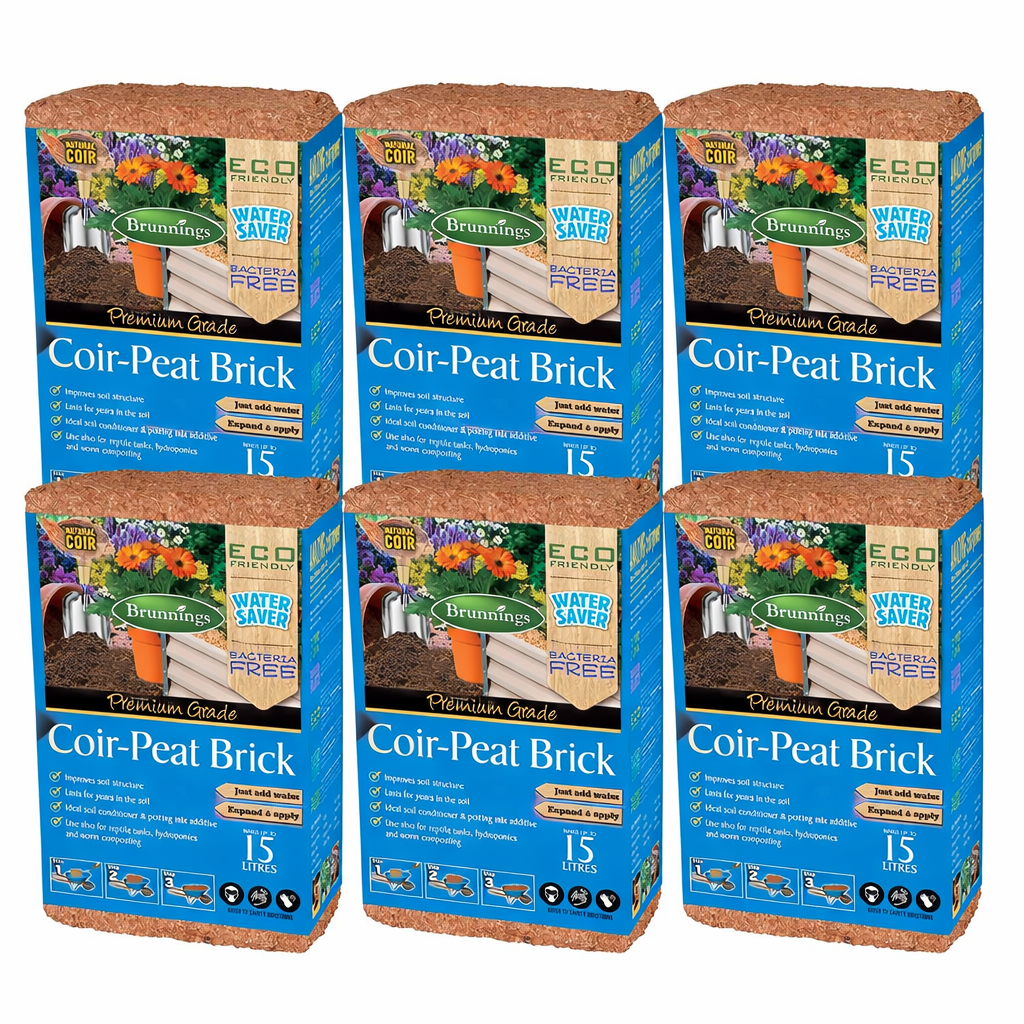brunnings coir potting mix 6x Brunnings Coir Peat Brick 15L