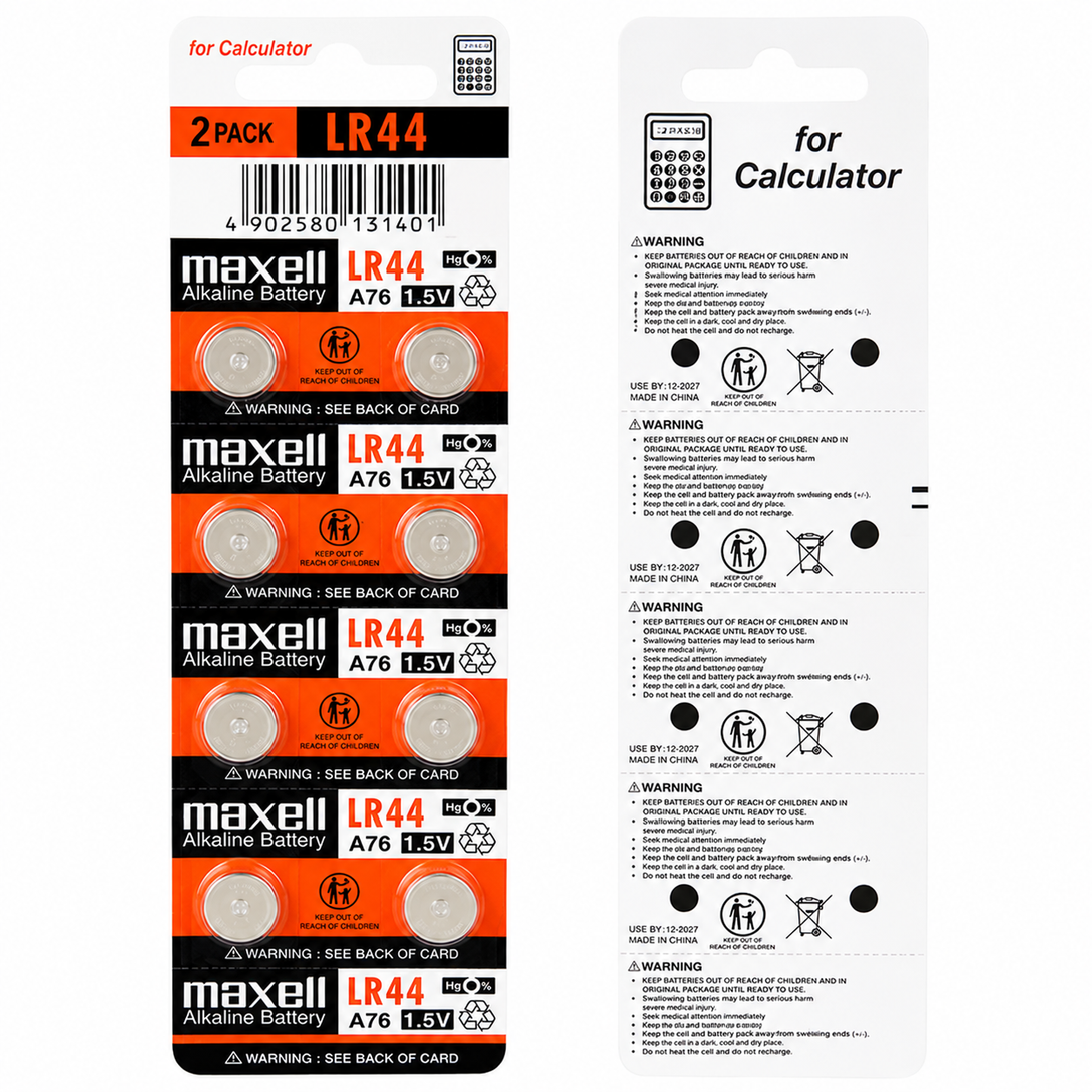 Maxell - LR44 / AG13 1.5V Alkaline Button Cell Batteries (Card of 10)