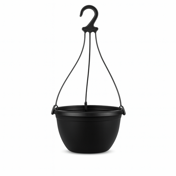 Saucerless Hanging Basket – 270mm Diameter, 5.7L Volume – Large, Modern Matte Black Planter