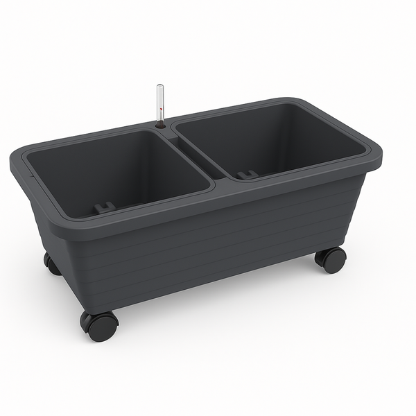 Berberis Duo 80CM Trough - Self-Watering, Mobile Planter - Divided Growing Area