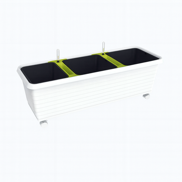 Berberis Trio 120CM Trough - Self-Watering, Mobile Planter - Three-Compartment Gardening