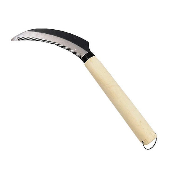 Small Serrated Harvesting Sickle - 100mm Carbon Steel Blade, Wood Handle - Precision Hand Tool for Fruit and Vegetable Harvesting