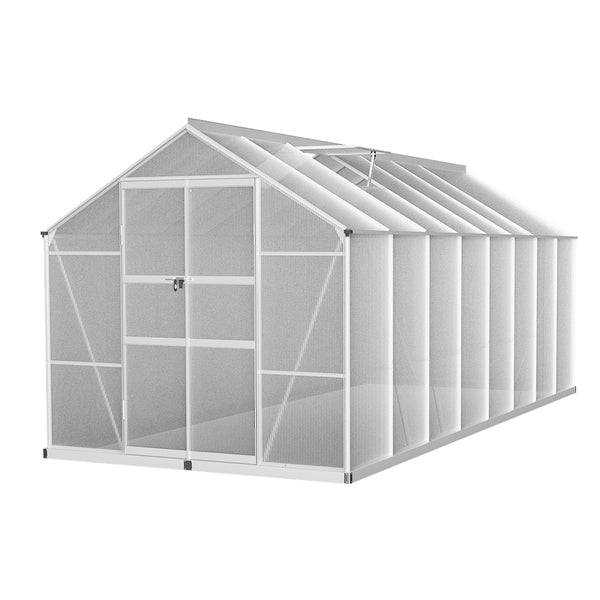 2.5m Wide x 4.7m Long Aluminium & Polycarbonate Greenhouse (2.3m High) | Green Fingers Series