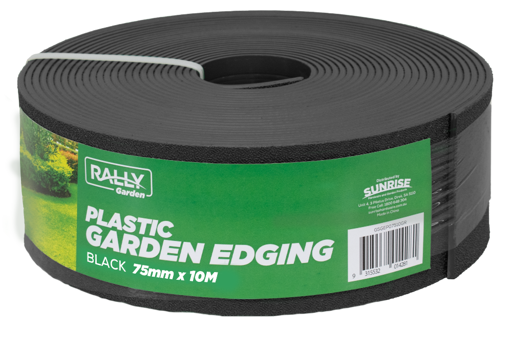 Plastic Garden Edging - 75mm x 10m - Flexible Polyethylene Lawn Barrie