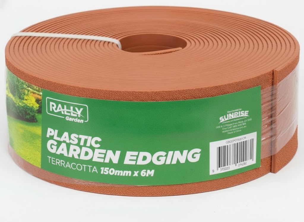 Plastic Garden Edging - 150mm x 6m - Flexible Polyethylene Lawn Barrie