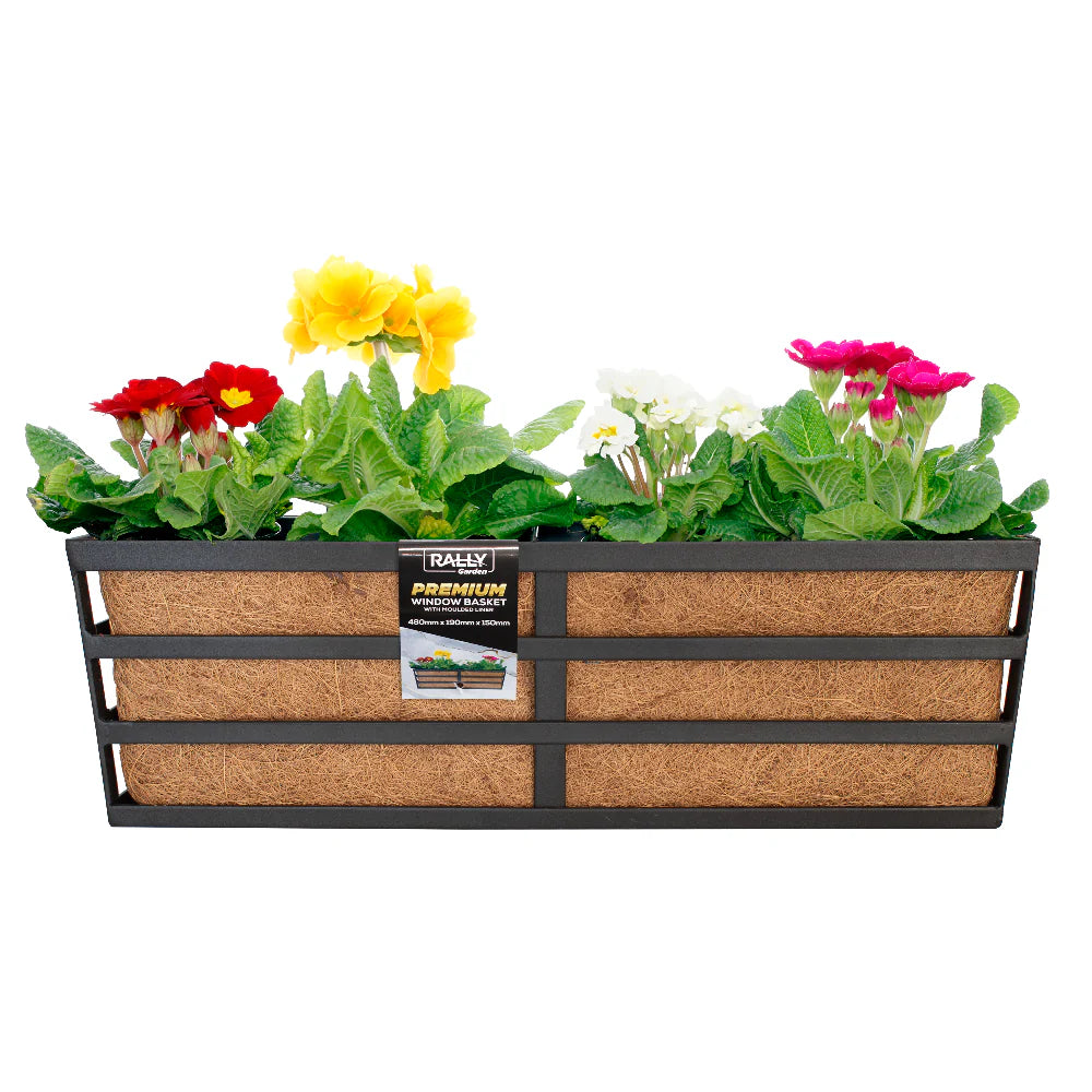 Window Box Premium - 480mm x 190mm x 150mm - Black Wire Basket for Win