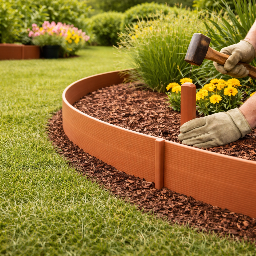 Plastic Garden Edging - 100mm x 6m - Flexible Polyethylene Lawn Barrie