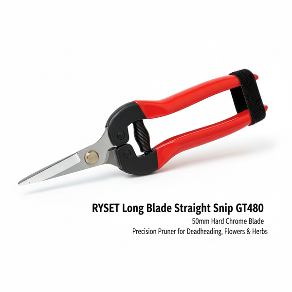 RYSET Long Blade Straight Snip - 50mm Hard Chrome Blade - Precision Pruner for Deadheading, Flowers & Herbs