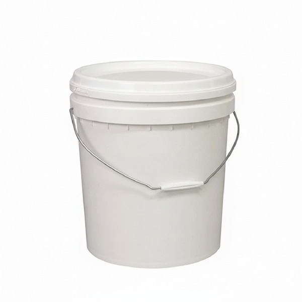 15 Litre White Food Grade Plastic Bucket - Steel Handle with Plastic Grip - Hygienic Container for Food Storage, Brewing, and Preparation