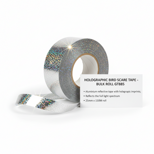 Holographic Bird Scare Tape – Bulk Roll – Full-Spectrum Reflective Bird Deterrent