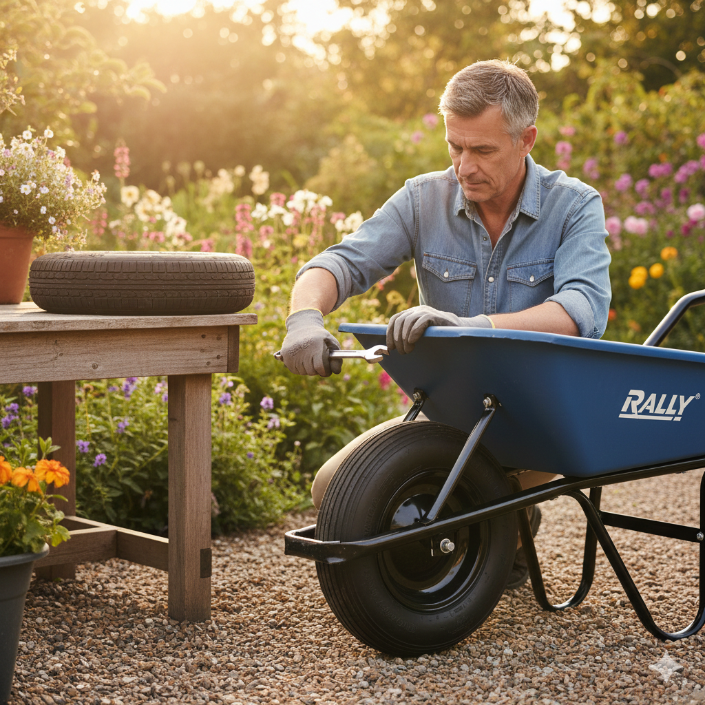 Wide Solid Wheelbarrow Wheel - 16 x 6.5 x 6-8 - Puncture-Proof Replace