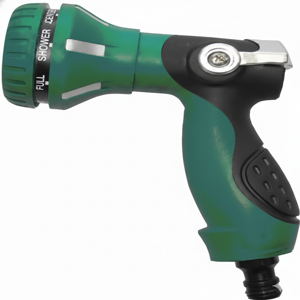 Ryset Flip Action 8-Pattern Nozzle - Unique Flip Top Ball Valve for Flow Control - Heavy Duty, Multi-Function Spray Gun for Gardens and Cleaning