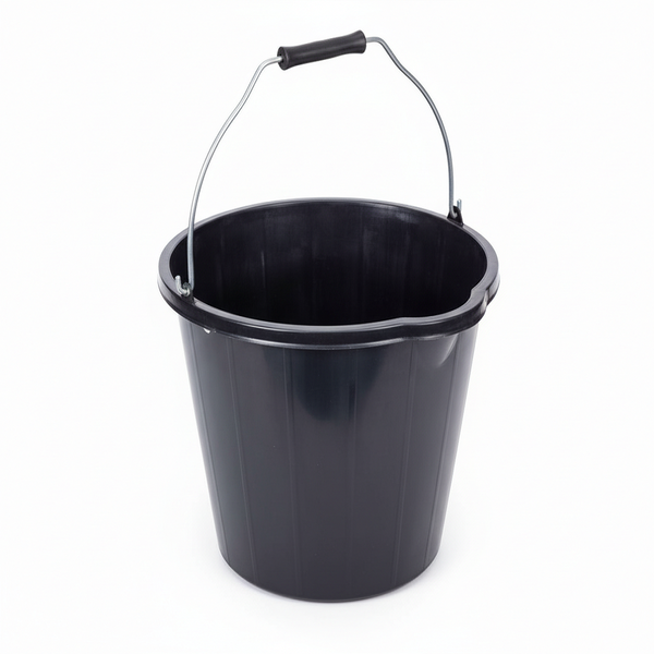 Heavy Duty Flexible Rubber Bucket - 14 Litre Capacity, Steel Handle - Crush-Proof Multi-Purpose Feeding, Mixing, and Carrying Container
