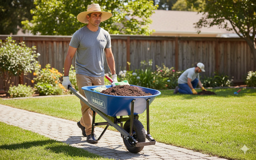 Heavy Duty Wheelbarrow - 100 Litre Blue Metal Tray - Versatile Trade B