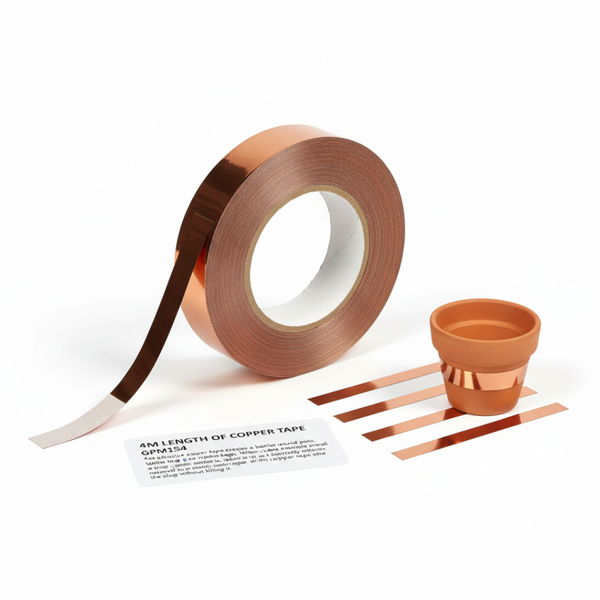 Copper Tape – 4 Metre Length Natural Slug & Snail Barrier for Pots, Beds, Raised Planters & Outdoor Furniture