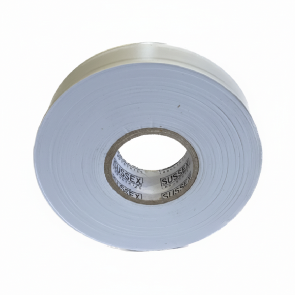 Non-adhesive Pvc Flagging Tape - White, 25mm X 75m Roll - High Visibility Barrier Tape For Surveying And Marking