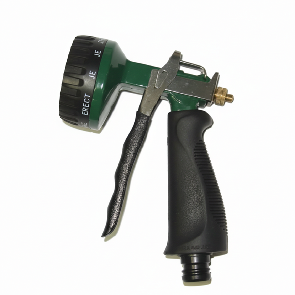Ryset Heavy Duty 8-Pattern Metal Nozzle - Brass Valve, Zinc Alloy Body, Rubber Grip - Professional Grade Multi-Function Spray Gun for Gardens and Cleaning