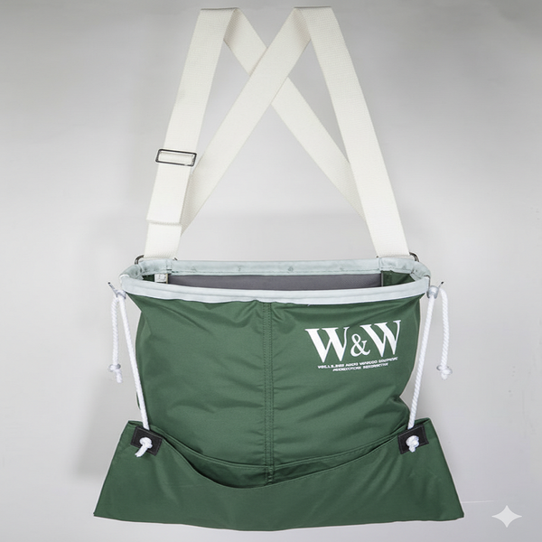 Wells & Wade Large Professional Fruit Picking Bag - 1.5 Bushel Capacity, Steel Rim, Cardura Fabric - Heavy Duty, Ergonomic Bag for Commercial Harvesting