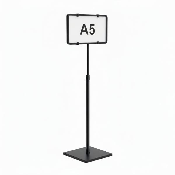 Adjustable Retail Display Card Holder - Telescopic Stand for A5 Signage - Heavy Duty Price and Information Display for Nurseries