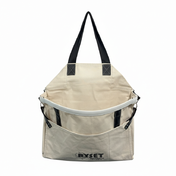 Ryset Heavy Duty Canvas Fruit Picking Bag - Padded Cross-Over Straps, Long Exit Chute - Durable, Ergonomic Bag for Commercial Harvesting (Australian Made)