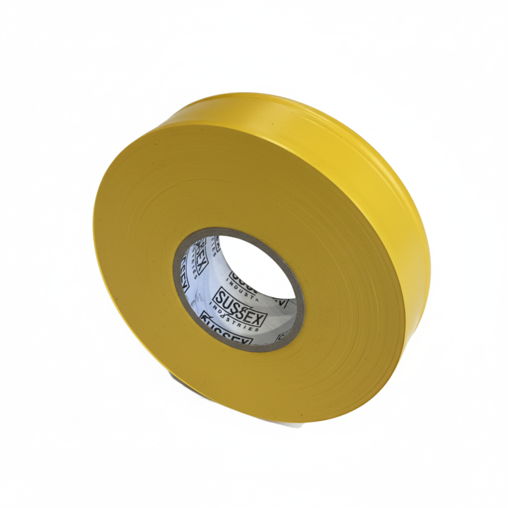 Non-adhesive Pvc Flagging Tape - Yellow, 25mm X 75m Roll - High Visibi
