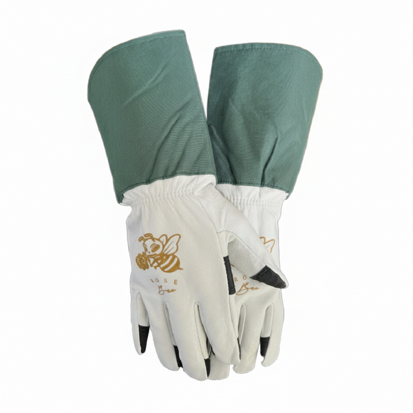 Rose Bee Premium Leather Protective Gloves - Highest Quality Goatskin, Extended Cuff - Thorn-Proof, Soft, and Flexible Protection for Gardening and Beekeeping