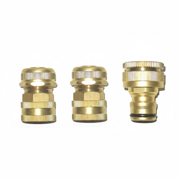 Ryset Maxi Flow Brass Fitting Set - 3 Piece 19mm (3/4”) Heavy Duty - High Volume Quick Connect System for Hoses