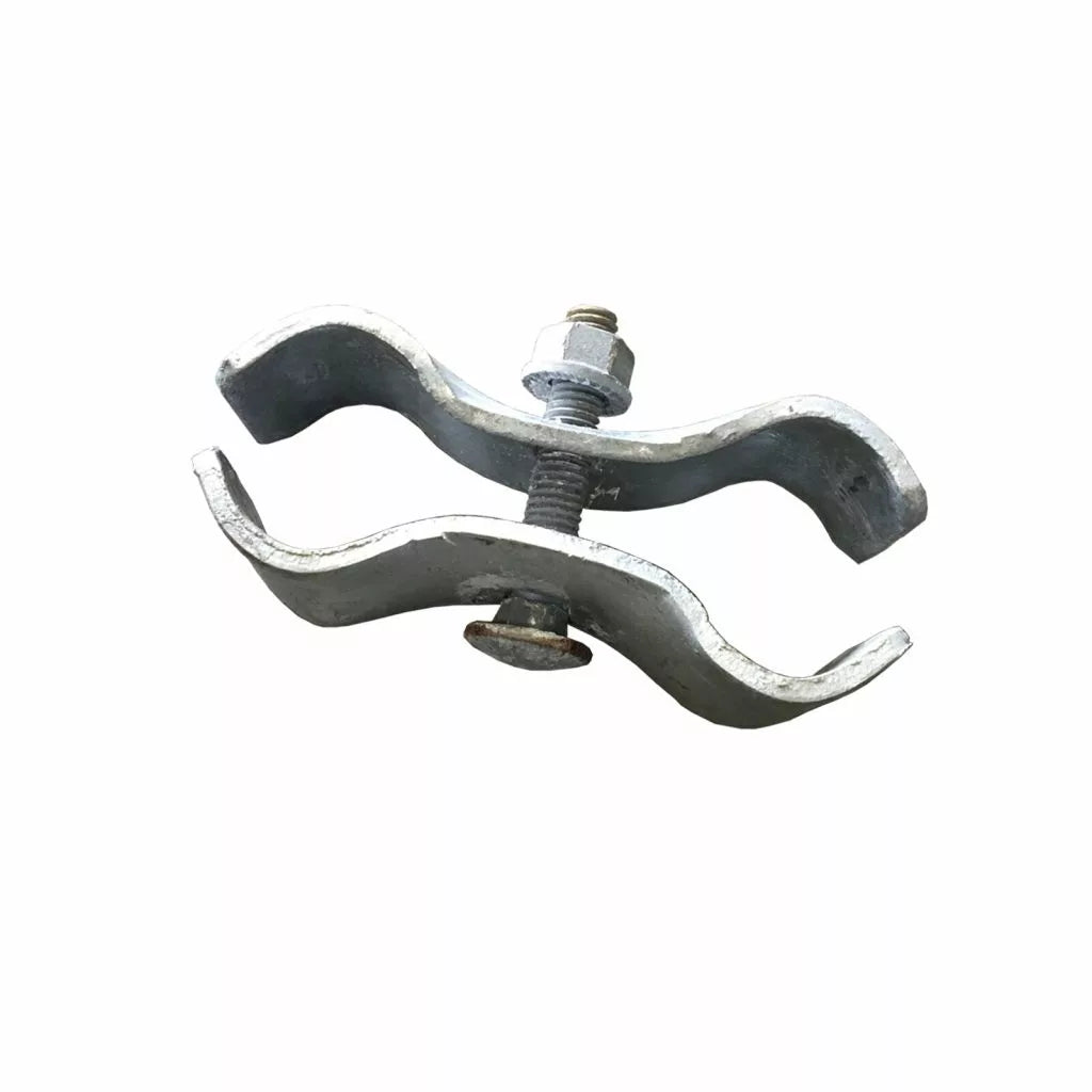 Metal clamping device on a white background