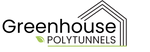 Logo of Greenhouse Polytunnels with text and a leaf icon on a white background