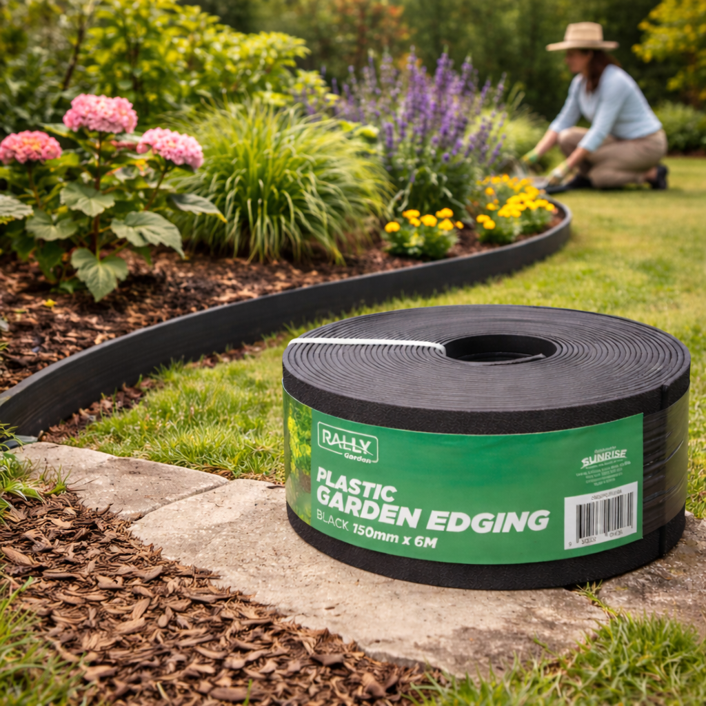Plastic Garden Edging - 150mm x 6m - Flexible Polyethylene Lawn Barrie
