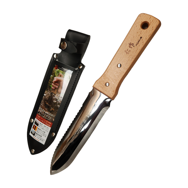 Nisaku Stainless Steel Hori Hori Traditional Soil Knife - 185mm Double Edge Blade, DSR 1K6 Steel - Premium Multi-Purpose Tool for Digging, Weeding, and Planting (Made in Japan)
