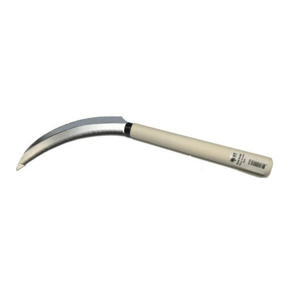 Traditional Hand Sickle / Serrated Picking Knife - 150mm Carbon Steel Blade, Wood Handle - Versatile Tool for Harvesting and Cutting Back Strawberry Runners
