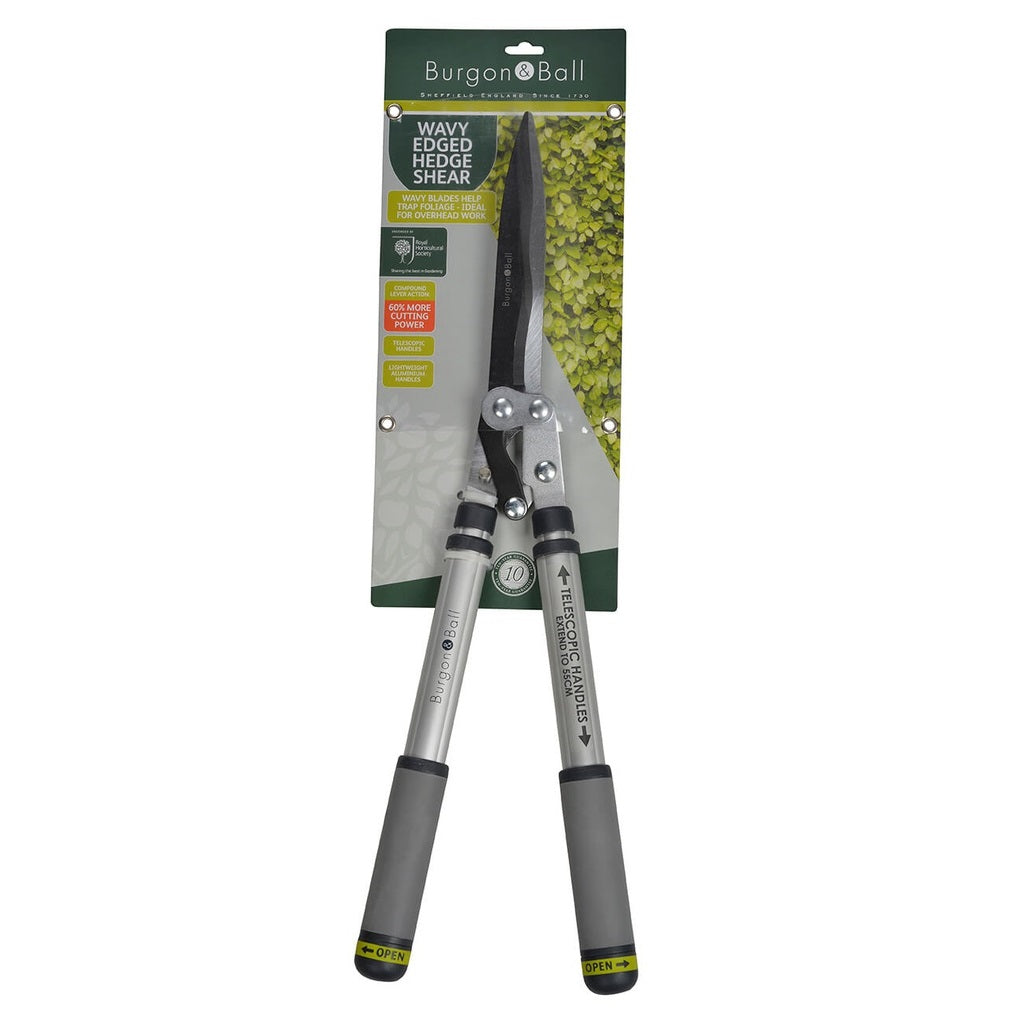 Burgon & Ball - RHS Telescopic Wavy Edged Hedge Shear – Extended Reach