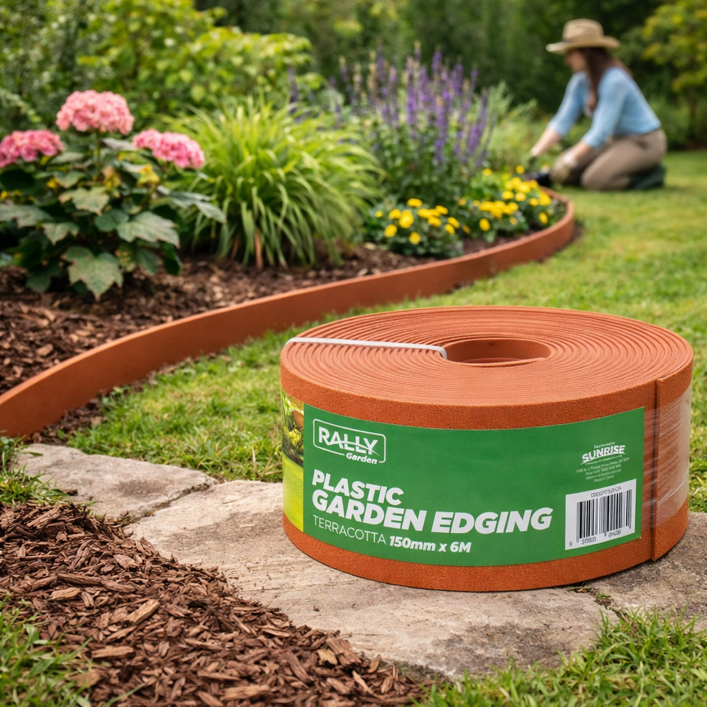 Plastic Garden Edging - 150mm x 6m - Flexible Polyethylene Lawn Barrie