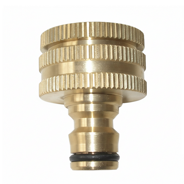 Ryset Brass Tap Adaptor - 19mm and 25mm (3/4" and 1") - Heavy Duty Dual Size Tap Connector for Garden Hoses